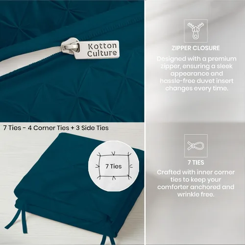 Miniatura 50 de Kotton Culture 1 Pc Twin/Twin XL Size Pinch Pleated - Pintuck Duvet Cover Only - 100% Egyptian Cotton Sateen -1000 TC Luxury Comforter Cover-Zipper