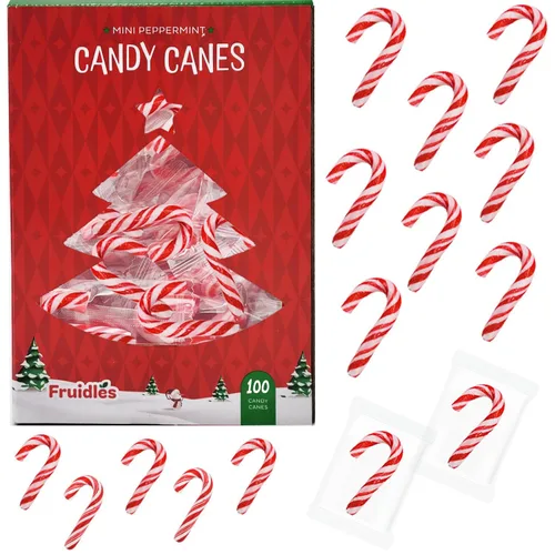 Miniatura 8 de Fruidles Bastones de caramelo navideños en miniatura, sabor a menta, envueltos individualmente, 5.08 cm, 125 g (4.42 oz) (Paquete de 1000)
