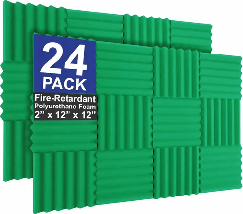 Miniatura 19 de Foam Factory Inc Paquete de 24 Paneles de Espuma Acústica de Color para Estudio Insonorización Azulejos de Pared en Forma de Cuña 12" X 12" X 2
