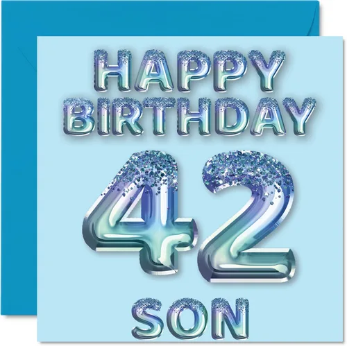 Miniatura 246 de Stuff4 Tarjeta de primer cumpleaños para niños, globo de fiesta con purpurina azul, tarjetas de feliz cumpleaños para niño de 1 año, nieto, hijo, 57