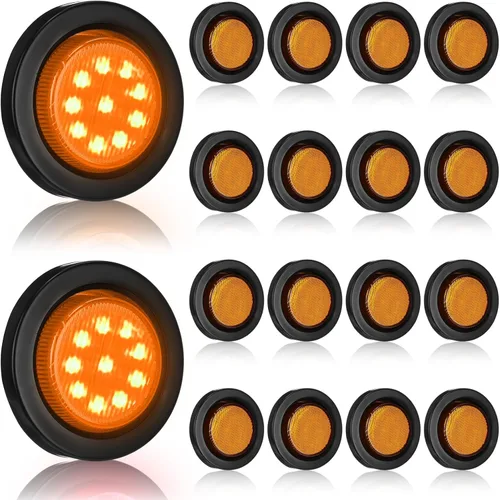 Miniatura 8 de Treela 16 luces LED marcadoras de 2 pulgadas, 10 luces LED redondas para remolque, impermeables, selladas con ojales de goma de montaje empotrado, 2