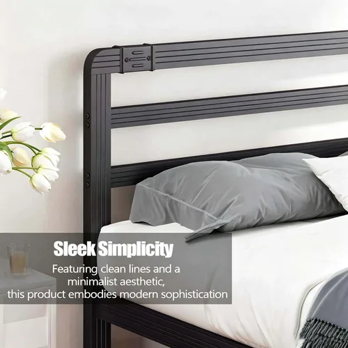 Miniatura 4 de ZIYOO 18 Inch Twin Metal Platform Bed Frame with Headboard, 1000 LBS Sturdy Steel Slat Bed Base, Noise Resistant, No Box Spring Needed, Easy