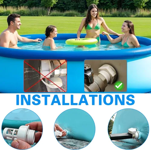Miniatura 4 de Grevosea Paquete de 2 conectores de drenaje de piscina, conector de tapón de drenaje de manguera de jardín 10184 para piscinas redondas Intex
