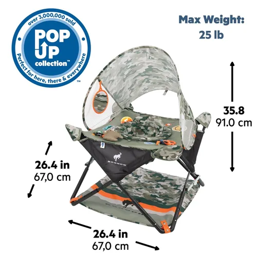 Miniatura 7 de Bright Starts Ford Bronco Pop 'N Jump - Saltador portátil para bebé, plegable, para interiores y exteriores, con actividades sensoriales, edades