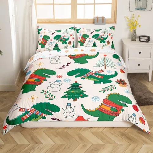 Miniatura 17 de Funda de edredón de Feliz Navidad para niños, jóvenes y adultos, juego de ropa de cama de Papá Noel de Navidad, diseño de copos de nieve, árbol
