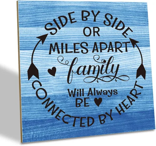 Miniatura 13 de Placa de Madera Familiar, "La Familia Significa Que Nadie Se Queda Atrás o Se Olvida", 15.7x15.7 cm Cartel de Arte de Mesa, Decoración de Cita