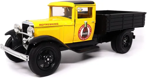 Miniatura 3 de Motor City Classics Coca-Cola Diecast coleccionable Ford Modelo AA 1931 (versión amarilla) escala 1:24 424023 con licencia