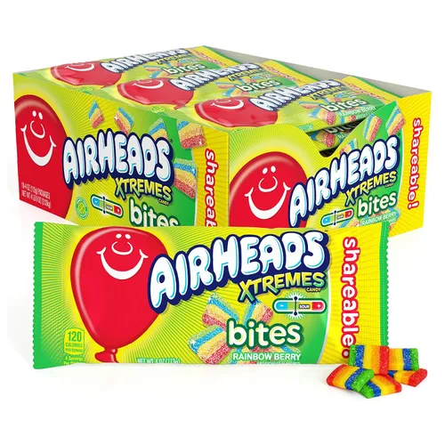 Miniatura 14 de Airheads Dulces, Xtremes Bites Sweet and Sour, Rainbow Berry, fiesta, concesiones, oficina, no se derriten, 2 onzas (paquete a granel de 18)