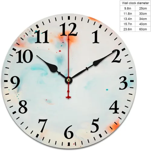 Miniatura 2 de Relojes de pared de madera de 12 pulgadas con piedra de mármol blanco, relojes de pared para interiores, sin tictac, dibujo de números arábigos