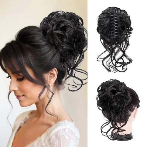 Miniatura 22 de Extensiones de moño grandes y desordenadas para mujer, onduladas, rizadas, extensiones de moño falso, extensiones de cola de caballo para recoger