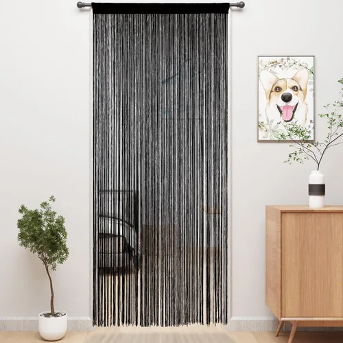 YIIBAII Cortinas con flecos para puerta, decoración de habitación, sala de estar (39 x 79 pulgadas, color negro)