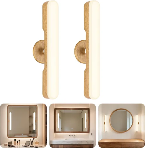 Miniatura 9 de Juego de 2 luces inalámbricas de maquillaje para espejo, barra de luz LED recargable para espejo de baño con 3 CCT regulables, luz inalámbrica