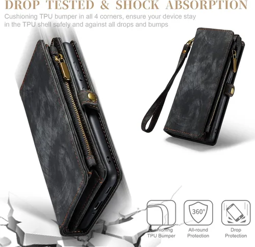Miniatura 7 de Asuwish Funda de teléfono para Samsung Galaxy S21 Ultra Glaxay S21ultra 5G con cremallera, protector de pantalla de vidrio templado y tarjetero