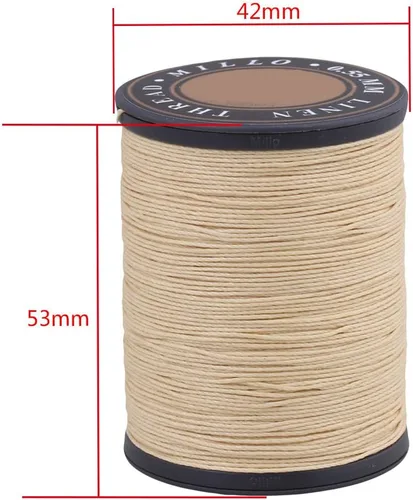 Miniatura 3 de 0.022 in de diámetro 492.1 ft de longitud beige redondo lino encerado cordón de costura de cera hilo de costura para cuero DIY hecho a mano