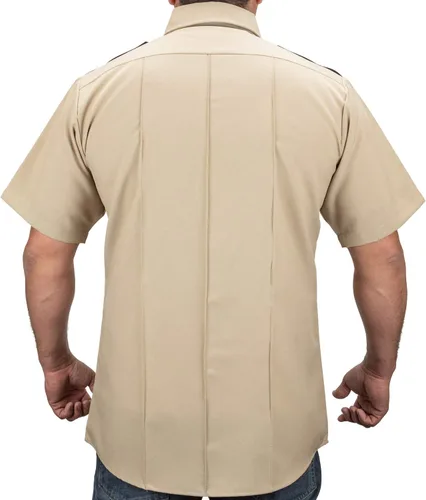 Miniatura 4 de First Class camisa para uniforme en dos tonos, 100% poliéster, mangas cortas, para hombre.