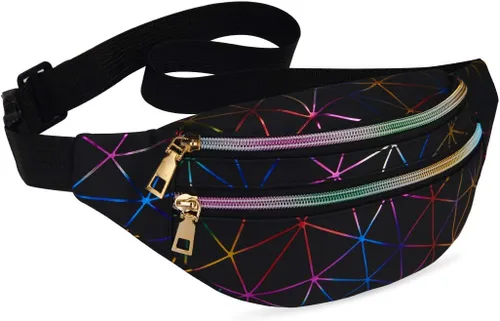 Livacasa - Cangurera holográfica linda, brillante e impermeable para mujer, cangurera para viajes, fiestas, festivales, correr y senderismo),