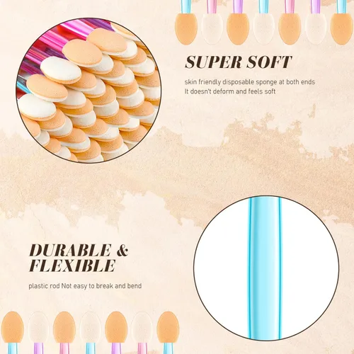 Miniatura 3 de Tanlade 500 aplicadores de sombra de ojos, brochas de maquillaje desechables para sombra de ojos, cepillos de esponja de doble cara para mujeres