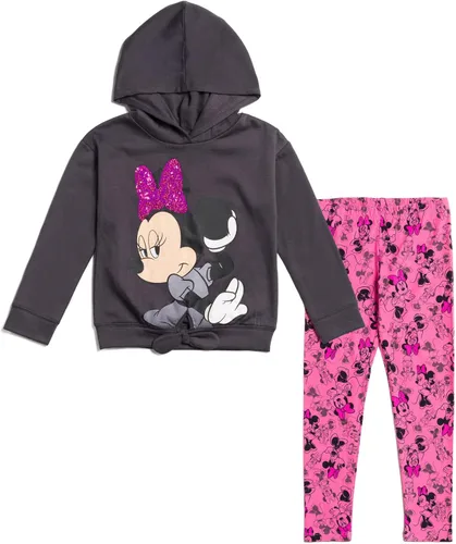 Disney Minnie Mouse - Conjunto de leggings con capucha y lentejuelas para niñas pequeñas y grandes