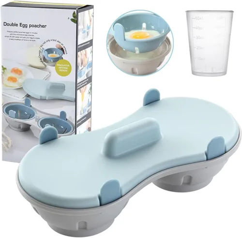 Huevo escalfador para microondas, vapor de huevo con taza medidora, lavavajillas, máquina de huevos escalfados, utensilios de cocina