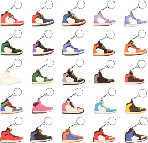 25 piezas llavero de zapatilla retro llavero de zapato personalizado regalos de zapatilla para niños adultos suministros de fiesta de cumpleaños