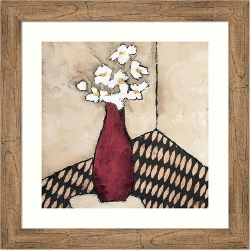 Amanti Art Judi Bagnato - Arte de pared enmarcado de 24 x 24 pulgadas, florero rojo retro, arte de pared abstracto, decoración contemporánea Búho