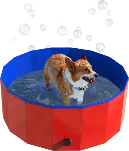 Miniatura 7 de PETMAKER - Piscina portátil para perros grandes, bañera plegable de plástico con drenaje y bolsa de transporte para mascotas y juegos en el patio
