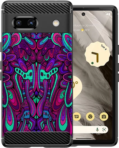 Miniatura 5 de CasesOnDeck Slim TPU Case Compatible with Google Pixel 7A (2023) / Pixel 7A Case [Flex Carbon] Cool Ultra Thin Slim Black TPU - Ouija Yes No