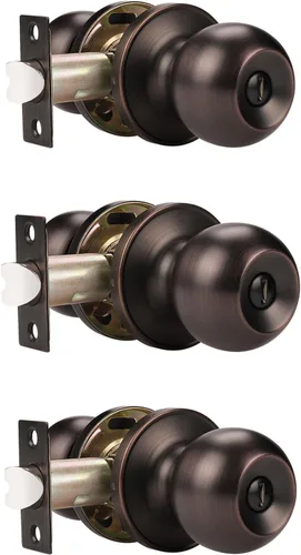 Miniatura 19 de Probrico Paquete de 10 pomos redondos para puerta de cama/baño, función de privacidad para baño/dormitorio, pomos de puerta interior con cerradura