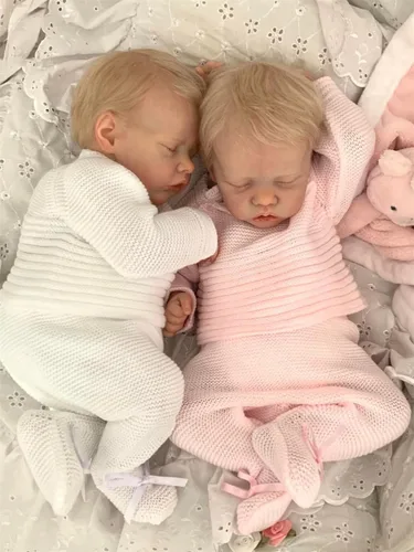 Miniatura 6 de Anano Muñecas Reborn Bebés Gemelos Niño y Niña, Muñecas de Bebé Realistas de 18 Pulgadas de Silicona Cuerpo Completo, Muñecas de Bebé de Silicona