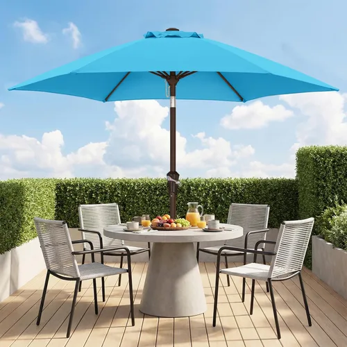 ABCCANOPY Sombrilla de patio de 7.5 pies, sombrilla de mesa para exteriores con botón de inclinación y manivela, 6 varillas para patio, piscina,