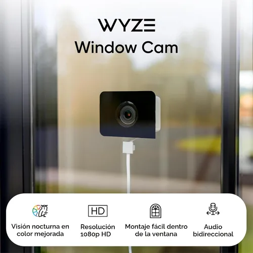 Miniatura 2 de Wyze Cámara de ventana, cámara de seguridad WiFi HD para interiores, visión nocturna a color mejorada, antirreflejo, detección de movimiento