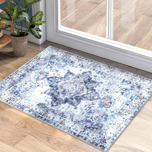 Miniatura 31 de COMSLE Alfombra bohemia de 2 x 3 pies, lavable a máquina, para entrada, lana sintética, alfombra pequeña, envejecida, antideslizante