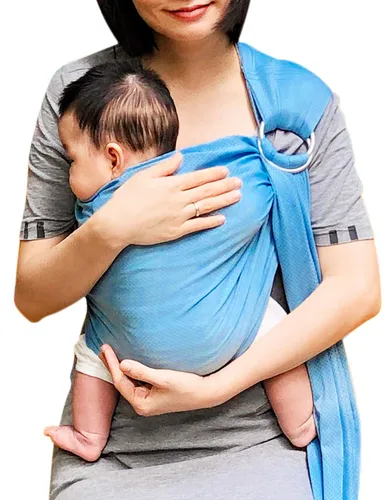 Miniatura 10 de Bandolera ajustable con anillo de aluminio para transportar bebés, Talla única, Azul