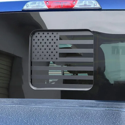 Zxiaochun Calcomanía de bandera para ventana trasera media de la bandera americana para Ford F150 F250 F350 2015-2020 2021 2022 2023 2024 2025 Negro