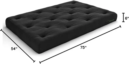 Miniatura 2 de Nirvana Futons Colchón de futón completo cómodo de 6 pulgadas, sarga negra, fabricado en Estados Unidos Negro (Black Twill)