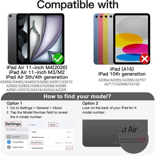 Miniatura 2 de JETech - Funda para iPad Air de 11 Pulgadas M3/M2 (2025/2024), iPad Air 5/4 (2022/2020 5ª/4ª) con Soporte para Lápiz, Funda de Tableta delgada