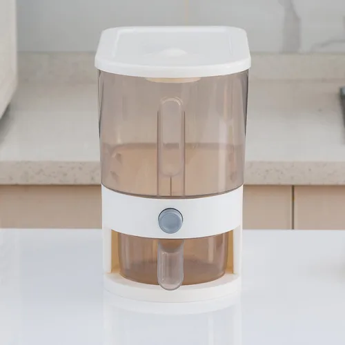 Miniatura 5 de Gagee Dispensador de arroz de 11 libras, gran contenedor de almacenamiento de granos con tapa, cilindro de medición a prueba de humedad, dispensador
