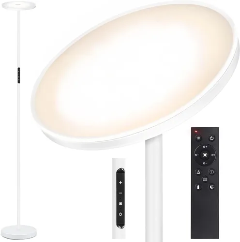 OUTON - Lámpara de pie, 30 W/3000 LM LED, moderna lámpara tipo antorcha, lámpara de pie brillante y regulable con 4 temperaturas de color, control
