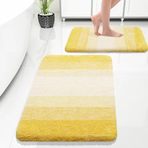 Miniatura 115 de OLANLY Juego de 2 alfombras de baño de microfibra suave y absorbente, antideslizantes, se pueden lavar y secar a máquina, alfombras de baño peludas