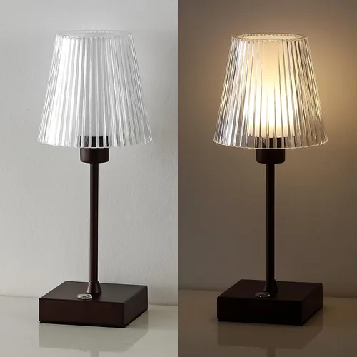 Miniatura 5 de JONATHAN Y JYL7225A - Lámpara LED recargable portátil de bronce aceitado de 12.5 pulgadas, con pantalla acrílica acanalada transparente, regulable