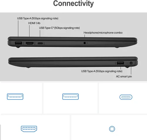 Miniatura 4 de HP Portátil de 15.6 pulgadas, pantalla HD, procesador Intel Quad-Core N200, 8 GB de RAM, 128 GB de almacenamiento, Wi-Fi 6, cámara web, HDMI