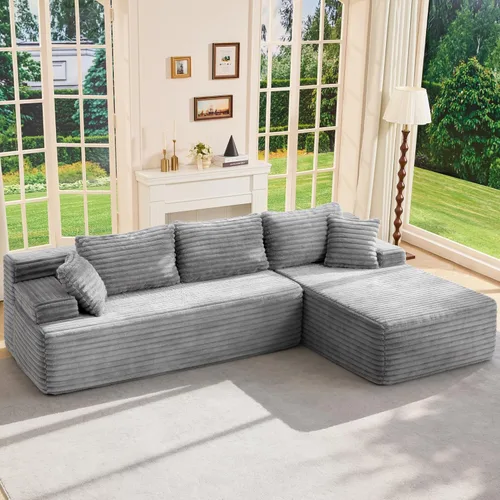 Miniatura 16 de Hobestluk Sofá modular modular sin hueso, sofá en forma de L, sofá modular de 3 asientos, sofá modular de espuma viscoelástica para muebles de sala