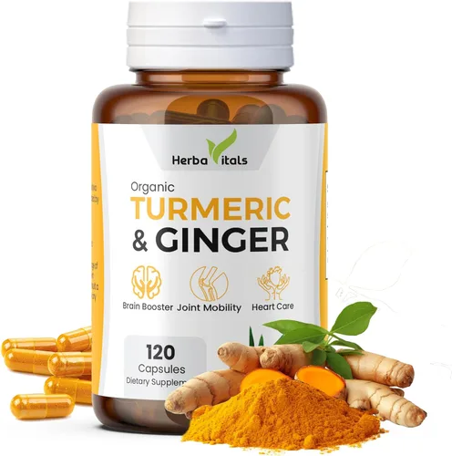 Cápsulas de cúrcuma y jengibre, curcumina de cúrcuma con jengibre (120 cápsulas) de 500 mg, el mejor suplemento de cúrcuma con jengibre, probado en