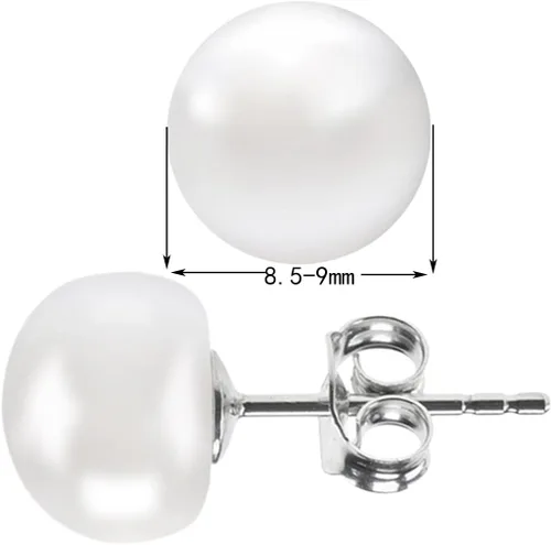 Miniatura 5 de ALYC Pearl Earrings Freshwater Pearl White Button Stud Earrings with 925 Sterling Silver for Women