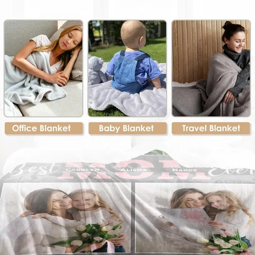 Miniatura 9 de Manta personalizada con fotos para mamá de hija, hijo, niños, marido, manta personalizada con foto, regalos para la mejor mamá del mundo, mantas