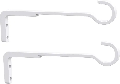 Miniatura 7 de Saffruff Paquete de 2 perchas blancas resistentes de 8 pulgadas para plantas al aire libre, soportes de hierro para colgar plantas en el exterior