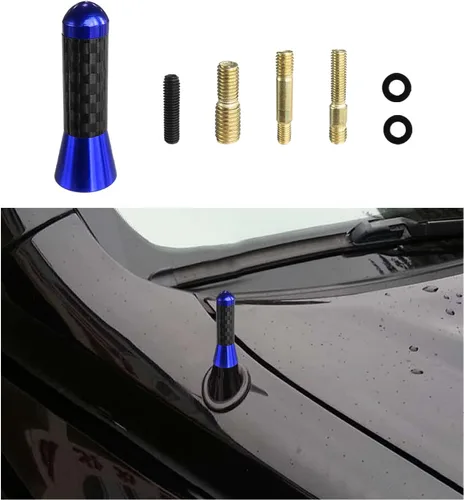 Miniatura 18 de Dickno Antena corta para automóvil, antena de radio de aluminio de 1.37 pulgadas, repuesto de mástil, antena de recepción de radio AM/FM automática