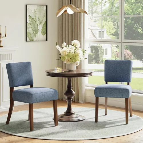 Miniatura 10 de COLAMY Juego de 2 sillas tapizadas para comedor, sillas de cocina de tela con asiento y respaldo acolchados, patas de madera maciza, sillas modernas