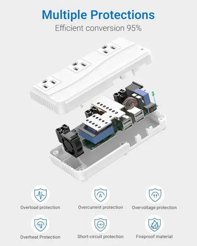 Miniatura 7 de BESTEK Convertidor de 220 V a 110 V, convertidor de voltaje de CA de 300 W de EE. UU. a Europa con 2 USB-C (PD20w), convertidor de potencia reductor