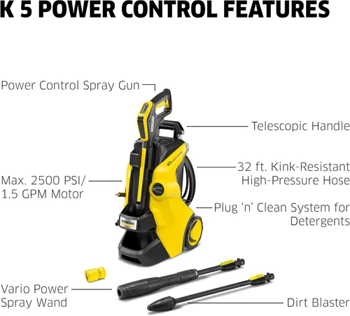 Miniatura 2 de Kärcher Lavadora a presión, control de potencia K5, máx. 2500 PSI, manguera de 32 pies, 2 varillas de pulverización - 1.55 GPM